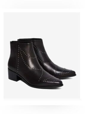Grey City Wendy Revolve Studded Leather Ankle Boot Black 9